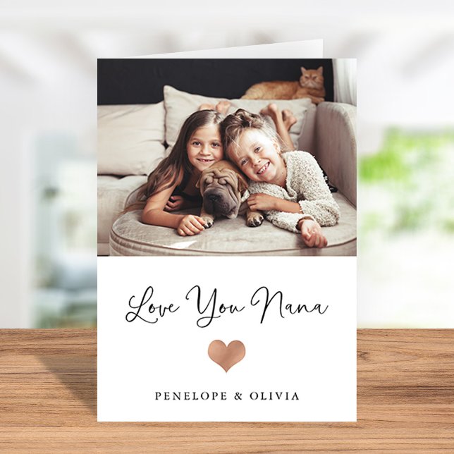 Carte Love You Nana | Écriture et Cœur avec Photo (Créateur téléchargé)