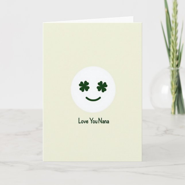 Carte Love You Nana Shamrock Face Card (Devant)