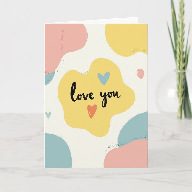Carte Love You Pastel Hearts (Devant)