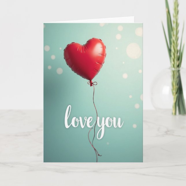 Carte Love You Red Heart Dots (Devant)