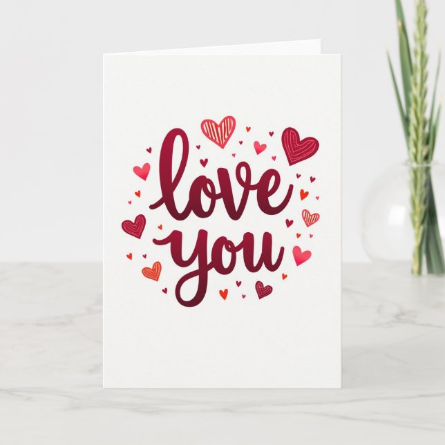 Carte Love You Striped Hearts (Devant)