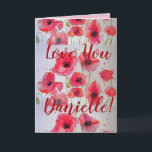 Carte Love You Wifes Nom Red Poppy Watercolor Card<br><div class="desc">Love You Ladies/Woman's/Wifes Name Red Poppy Watercolor Card ou Carte de remerciements. Conçu à partir d'une de mes photos de jardin originales de mon jardin,  profitez!</div>