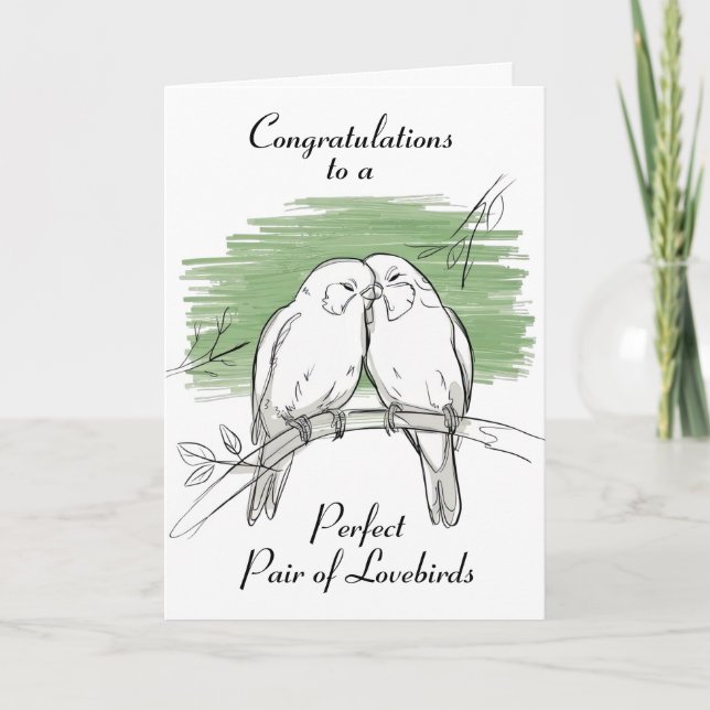 Carte Lovebirds Mariage personnalisé (Devant)