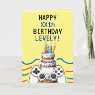 Carte Lovely Blue & Yellow Gamer Contrôleur Anniversaire