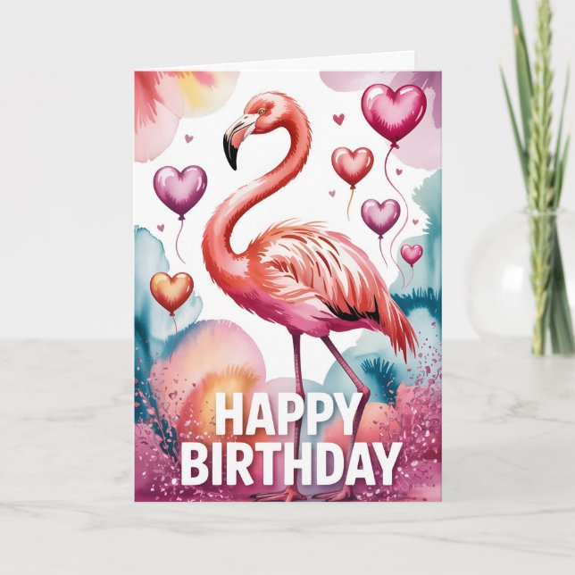 Carte Lovely Pink Flamingo Birthday Card (Devant)