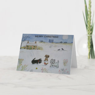 Carte Lovely Scottie chien Westie terrier Christmas Card