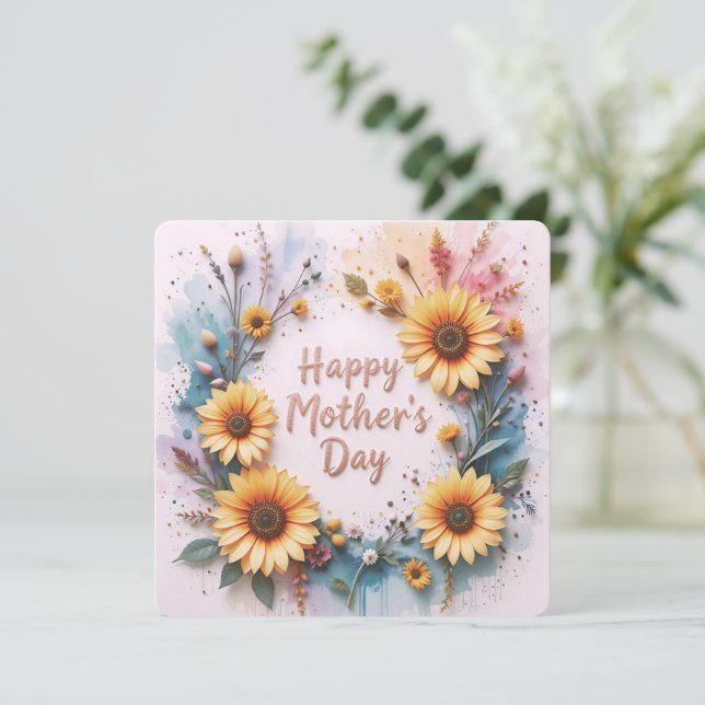 Carte Lovely Sunflowers 3D Mother's Day (Debout devant)