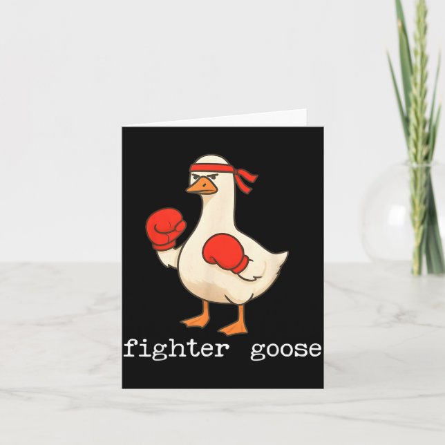 Carte Lover Goose And Fighter Goose, Funny Couple Goose  (Devant)
