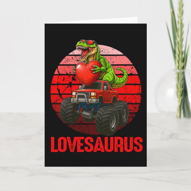 Carte Lovesaurus Dinosaure Monster Truck Saint Valentin  (Devant)