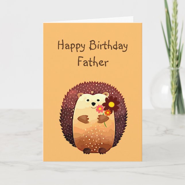 Carte Loving Father Birthday Cute Hedgehog Animal (Devant)