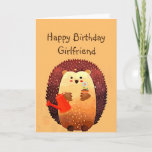 Carte Loving Girlfriend Birthday Cute Hedgehog Animal<br><div class="desc">Happy Birthday to my loving Girlfriend with a cute little cartoon Gardening hedgehog holding a bouquet of flowers and a watering can.  Great birthday card for anyone who loves Hedgehogs</div>