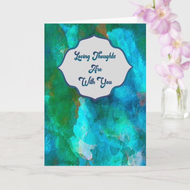 Carte Loving Thoughts — Teal Watercolor Sympathy Card (Orchidée)