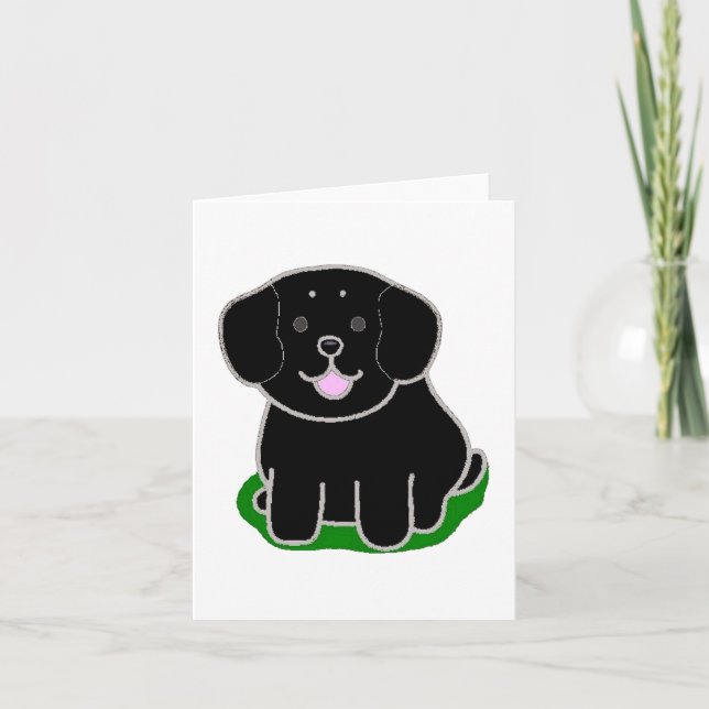 Carte LR labrador noir kawaii dessin animé (Devant)