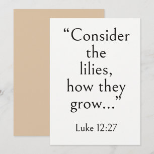 Carte Luc 12:27 verset biblique, Écriture pour l'anxiété
