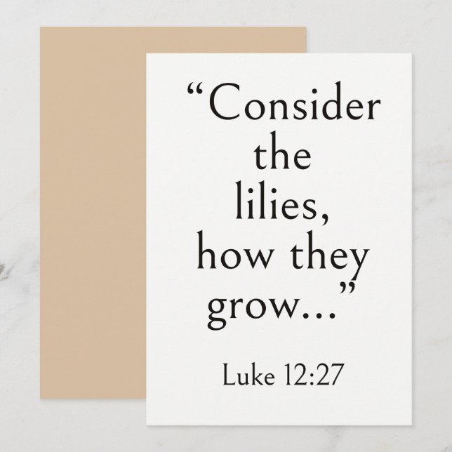 Carte Luc 12:27 verset biblique, Écriture pour l'anxiété (Devant / Derrière)