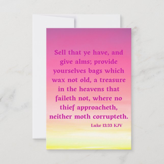 Carte Luc 12:33 KJV Bible Scripture Pic Greeting (Devant)