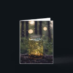 Carte Lucioles À L'Anniversaire De Jar<br><div class="desc">Bocal en verre en forêt foncée avec lucioles pour l'anniversaire. Tout le texte peut être modifié.</div>