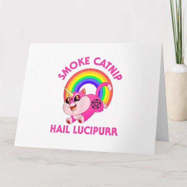 Carte Lucipurr à la grêle à la fumée, Funny Satan Chat U (Devant)