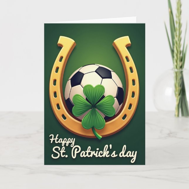 Carte Luck Clover Horseshoe Soccer Card (Devant)