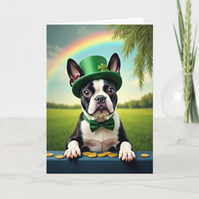 Carte Lucky Boston Terrier Day Card (Devant)