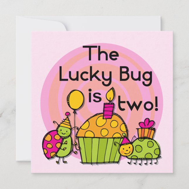 Carte Lucky Bug Cupcake 2e Anniversaire T-shirts et cade (Devant)