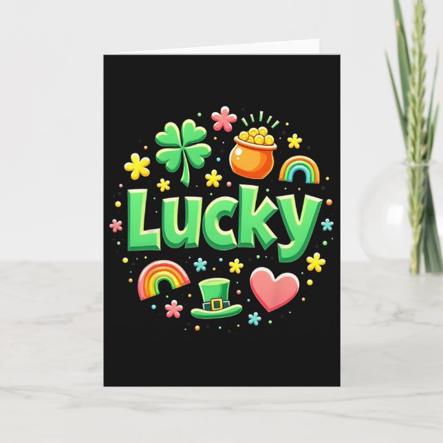 Carte Lucky Charm Patricks Day Pot Of Gold Irish Shamroc (Devant)