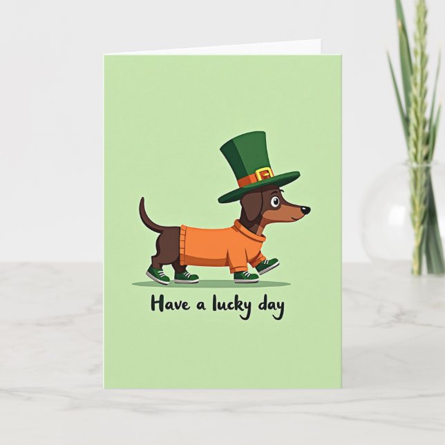 Carte Lucky Dachshund Day Card (Devant)