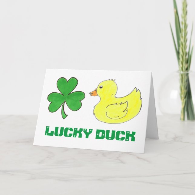 Carte Lucky Duck Shamrock St. Patrick's Day Bonne chance (Devant)