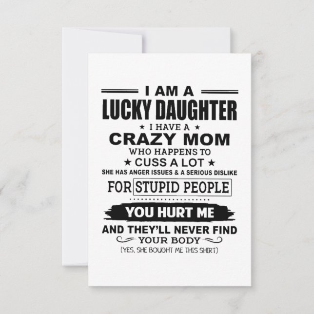 Carte Lucky fille Crazy Maman (Devant)