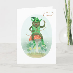 Carte Lucky Green Cowboy Frog Anniversaire