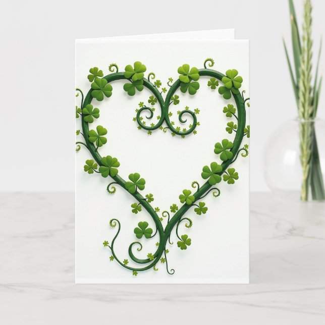 Carte Lucky Heart Clover Vine Card (Devant)