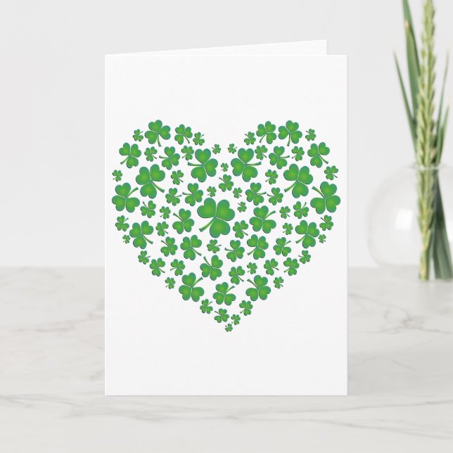 Carte Lucky Irish Shamrock Heart (Devant)