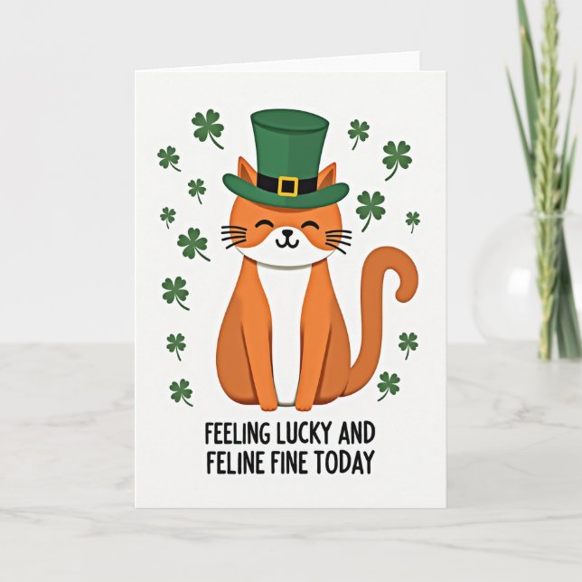 Carte Lucky Leprechaun Cat Art Card (Devant)