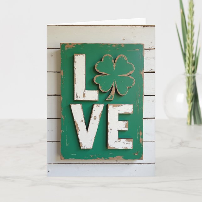 Carte Lucky Love Wooden Sign Card (Devant)