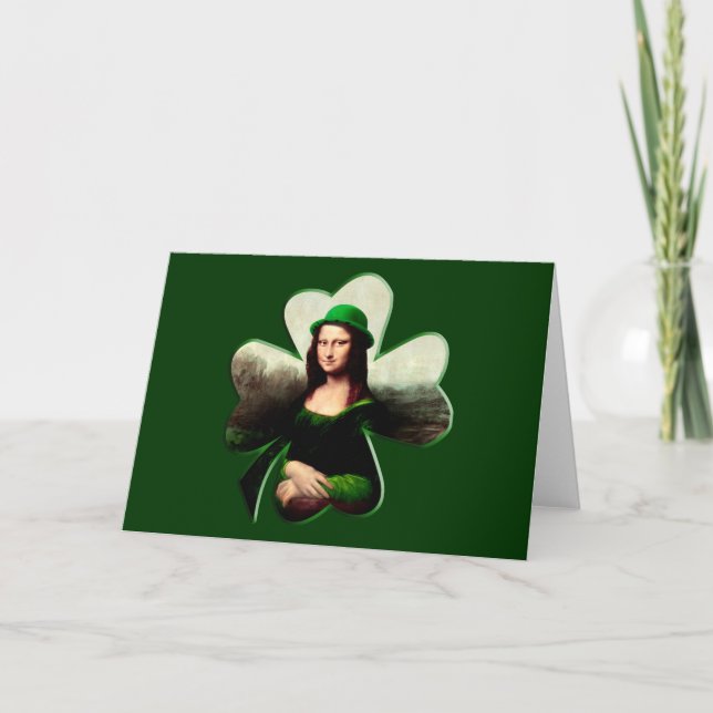 Carte Lucky Mona Lisa Shamrock de la Saint Patrick (Devant)
