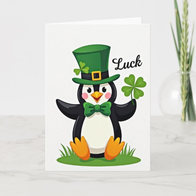 Carte Lucky Penguin St Patricks Day Card (Devant)