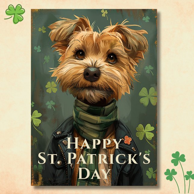 Carte Lucky Shamrock Dog St. Patrick’s Day (Front - Lucky Shamrock Dog St. Patrick’s Day Card)