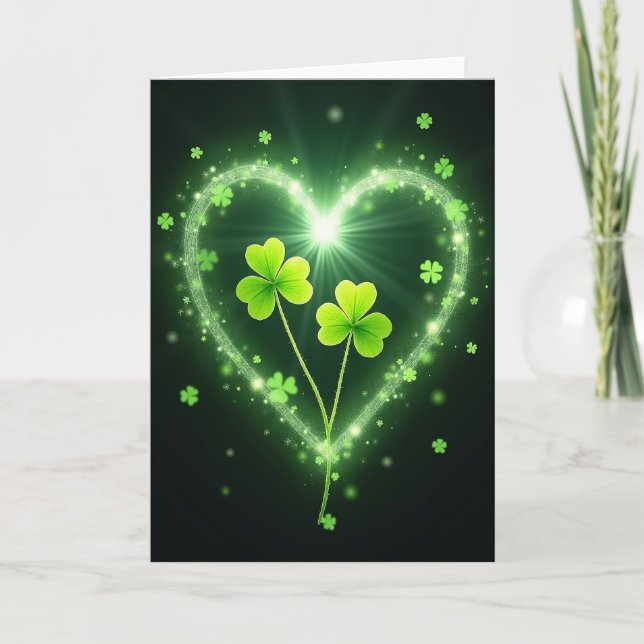 Carte Lucky Shamrocks Glowing Card (Devant)