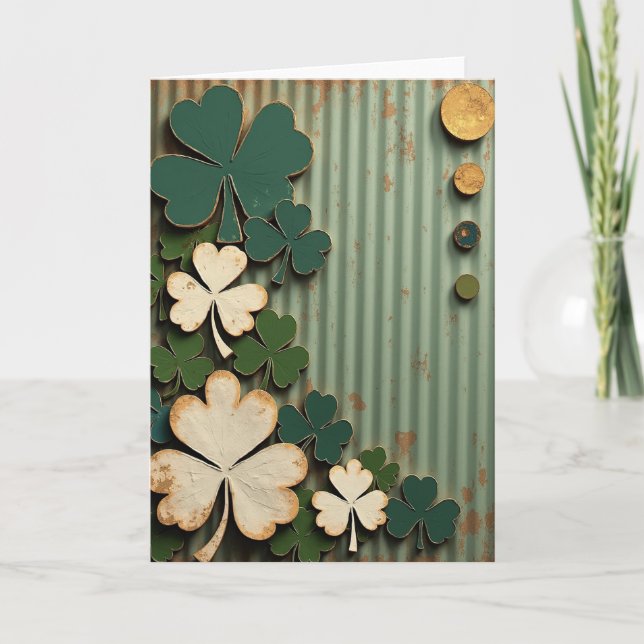 Carte Lucky Shamrocks Vintage Style Card (Devant)