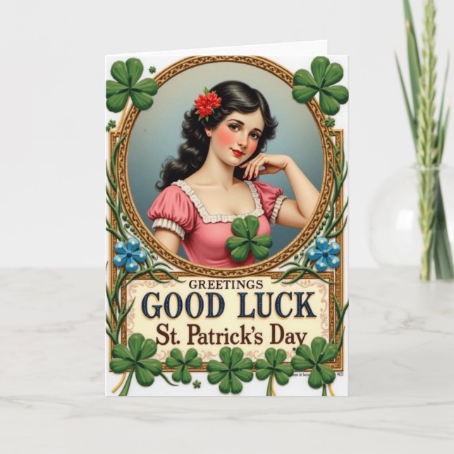 Carte Lucky Vintage Greetings Day Card (Devant)
