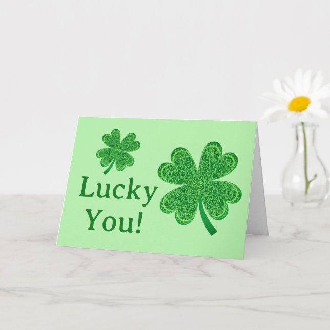Carte Lucky You St Patrick's Day Anniversaire 4 feuilles (Petite plante)