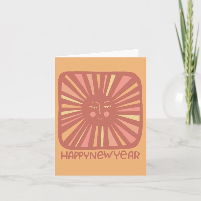 Carte Lueur joyeuse Soleil BONNE ANNÉE Personnalisez-la  (Devant)