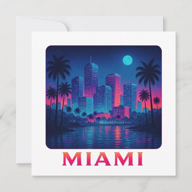 Carte Lumière de Miami - Skyline Néon (Devant)