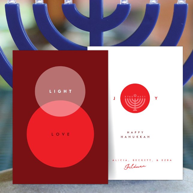 Carte Lumière moderne & Amour Red Hanoukka (Créateur téléchargé)