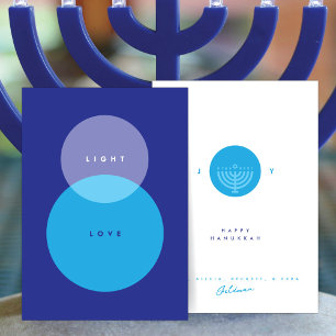 Carte Lumière moderne & Love Blue sur Blue Hanoukka