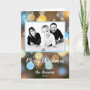 Carte Lumières Bokeh de Noël Photo de Famille Personnali