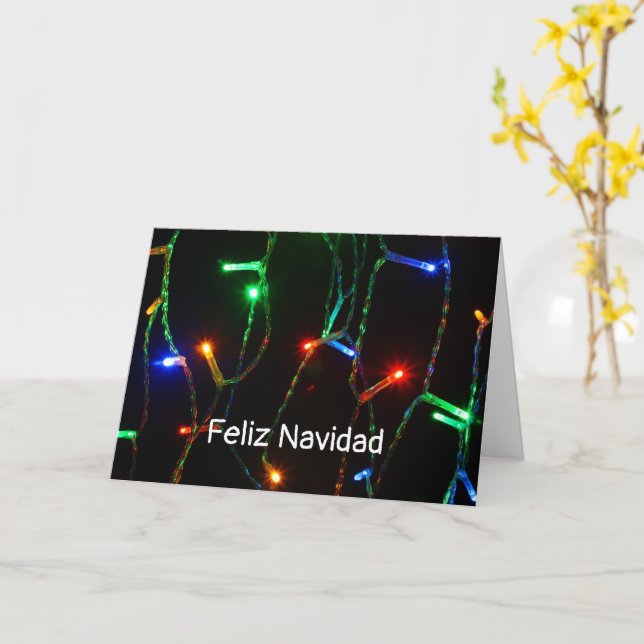 Carte Lumières colorées de Noël "Feliz Navidad" (Fleur jaune)