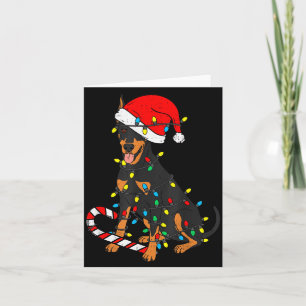 Carte Lumières de Noël Chien Doberman Santa Xmas Animal 