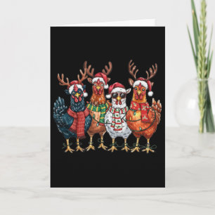 Carte Lumières de Noël de poulet drôle Ferme Animal Mign