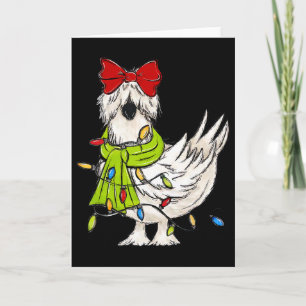 Carte Lumières de Noël de poulet soyeux coquette ferme A
